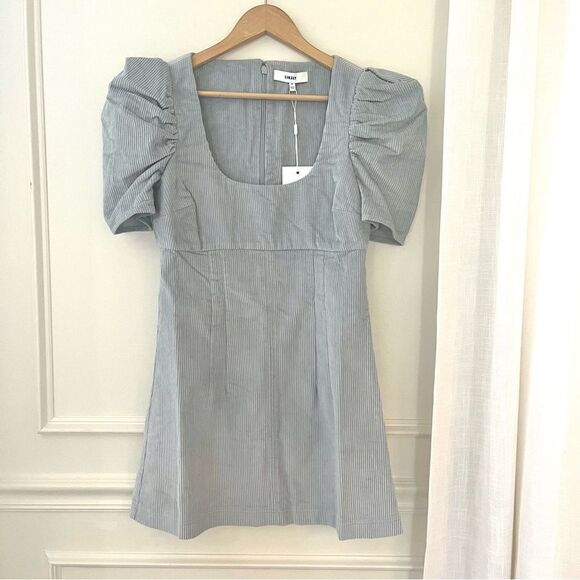 Revolve Likely Goleta Corduroy Puff Sleeve Mini Dress In Light Blue NWT - Picture 5 of 12
